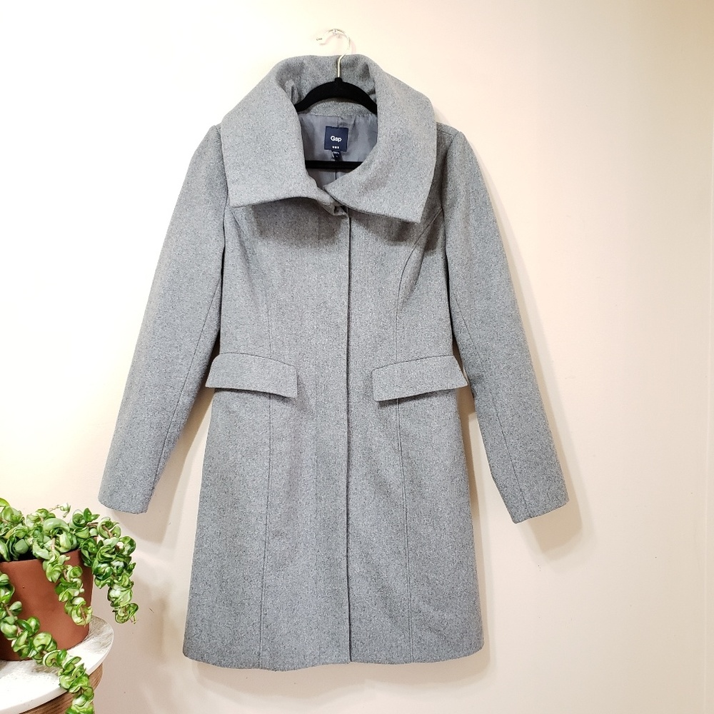 GAP Recycled Wool Long Winter Coat in Gray